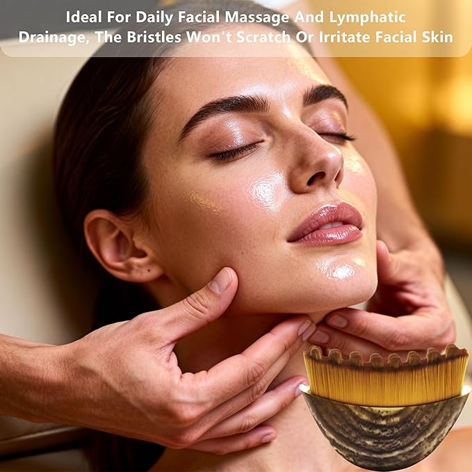 2 PCS Lymphatic Contour Face Brush – Lymphatic Drainage Massager for Face, Chin & Jawline Sculpting, Anti-Puffiness Dry Brushing Tool with Ergonomic Design & Soft Bristles for All Skin Types