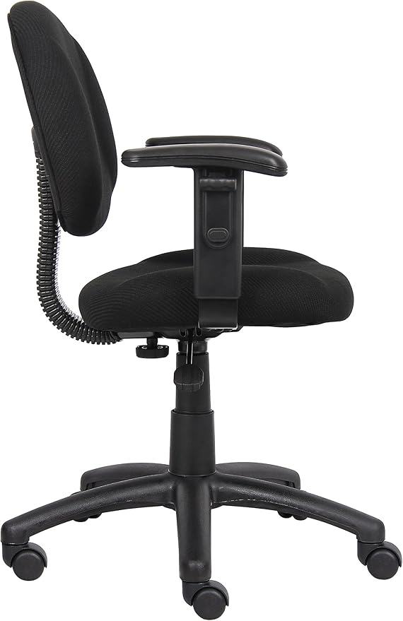 Boss Office Products B316-BK Perfect Posture Delux Fabric Task Chair with Adjustable Arms in Black, Low-Back