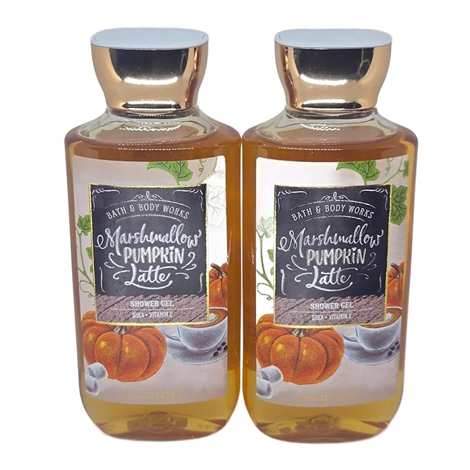 Bath and Body Works Gift Set of 2 - 10 Fl Oz Shower Gel (Marshmallow Pumpkin Latte), Multicolor