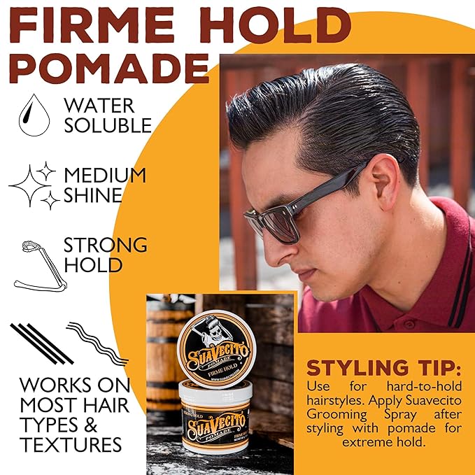 Suavecito Strong Hold Hair Pomade For Men, 32 oz - Medium Shine Water Based Wax Like Flake Free Hair Gel - Easy To Wash Out - All Day Hold For All Hair Styles
