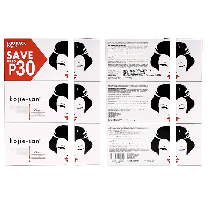 Kojie San Skin Soap - Original Kojic Acid Soap that Reduces Dark Spots, Hyperpigmentation, & Scars with Coconut & Tea Tree Oil – 65g x 6 Bars