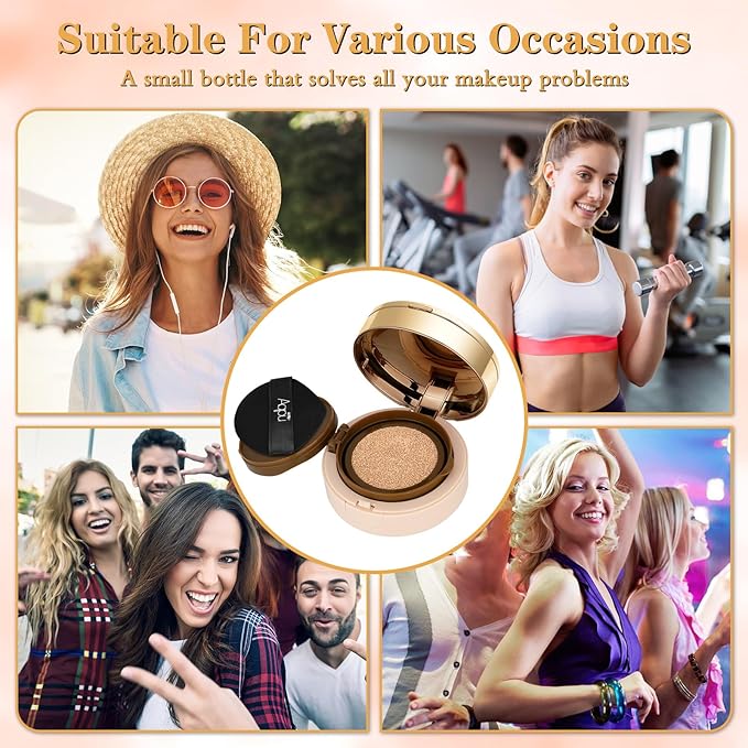 Essential Cushion Foundation, Essential Skin Nuder Cushion, 4-in-1 Triple Layer Korean Skin Care & Face Beauty Makeup, Suit for All Skin Types, (Concealer, Cushion Cream, Setting Powder), #02-NATURAL