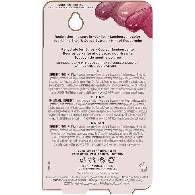 Burt's Bees Easter Basket Stuffers, Lip Shimmer Gift Set, Kissable Color, Warm Collection, 3-Pack, 0.09 oz.