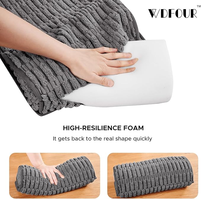WdFour Headrest, Neckroll Pillow, Support Cushions for Neck, Back or Foot for Sofas, Recliners, Office Chairs, Massage Chairs, Neck Pain Relief and Cervical Support. (Gray, 17" Wx2.7 D)