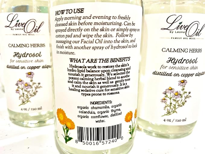Botanical Facial Hydrosol Toner — Chamomile, Calendula, Thyme & Cornflower | 4 oz | Copper Distilled, Natural Skin Refresher & pH Balancer