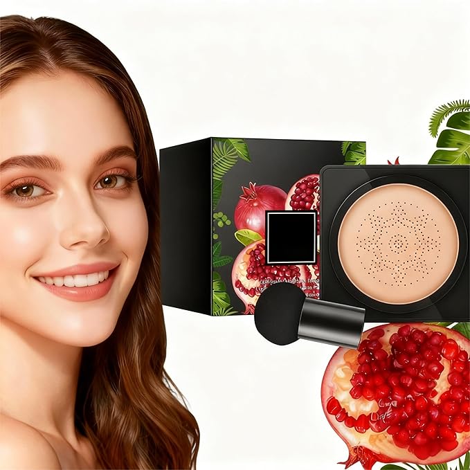 Mushroom Head Air Cushion CC Cream, Long-Lasting Concealer BB Cream Moisturizing Color Corrector Foundation Makeup, Even Skin Tone for All Skin Types, Natural