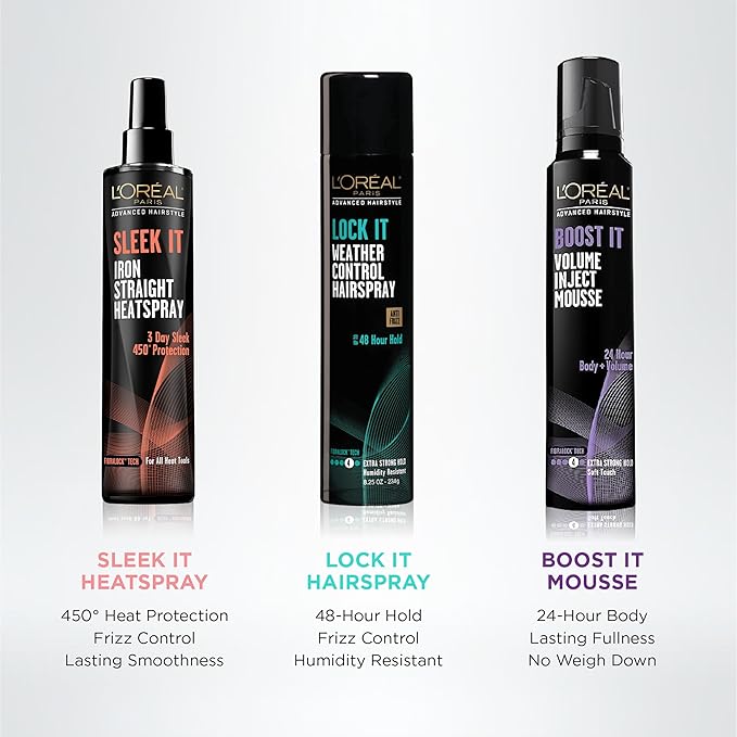 L'Oréal Paris Advanced Hairstyle Sleek It Iron Straight Heat Spray, 5.7 Ounce
