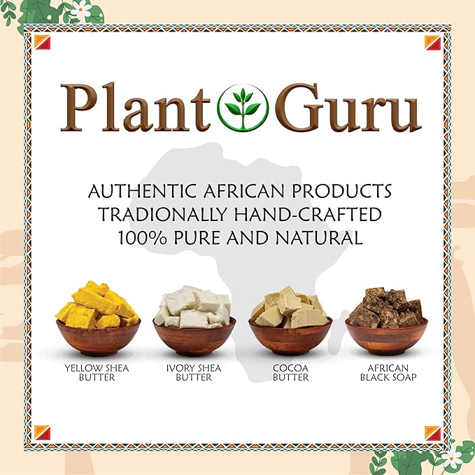 Plant Guru Raw African Shea Butter 8 oz. 100% Pure Natural Unrefined IVORY - Ideal Moisturizer For Dry Skin, Body, Face And Hair Growth. Great For DIY Soap and Lip balm Making.