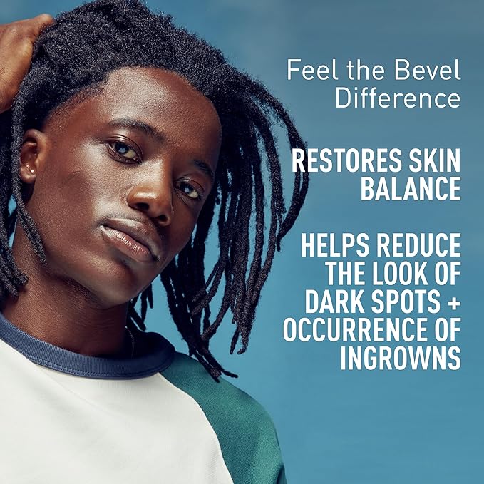Bevel Facial Skin Care Set for Men - Mens Skincare Kit Routine Includes Face Wash with Aloe Vera, Glycolic Acid Exfoliating Pads, Lightweight Face Moisturizer, Helps Treat Blemishes and Bumps
