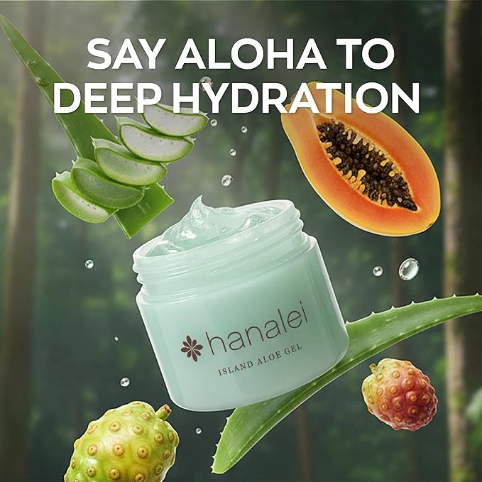 Hanalei Aloe Gel – Soothing After-Sun Care & Daily Moisturizer – Hydrating, Cooling Aloe Vera Gel for Face & Body – Cruelty-Free, Paraben-Free Skincare – Natural Moisturizer – Full Size - 100g