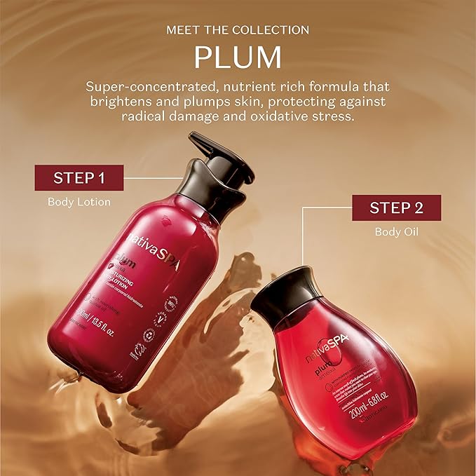 Nativa SPA by O Boticario Plum Body Oil, Enriched with Purified Quinoa Drops to Boost Hydration, 6.8 Ounce