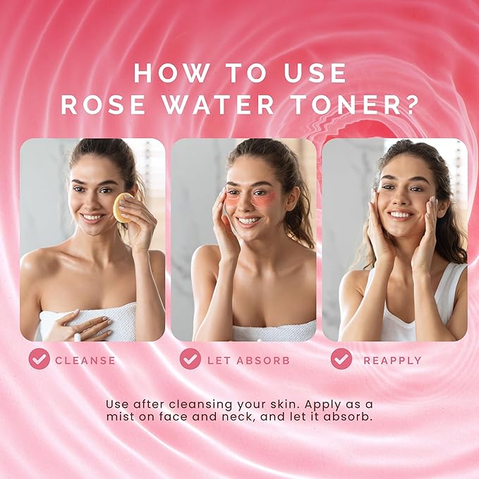 PILI Rose Water, Facial Toner for Sensitive Skin. Refreshes, Tones and moisturizes with The Softness of The Natural Extract of Roses and Glycerin. 8.4 oz