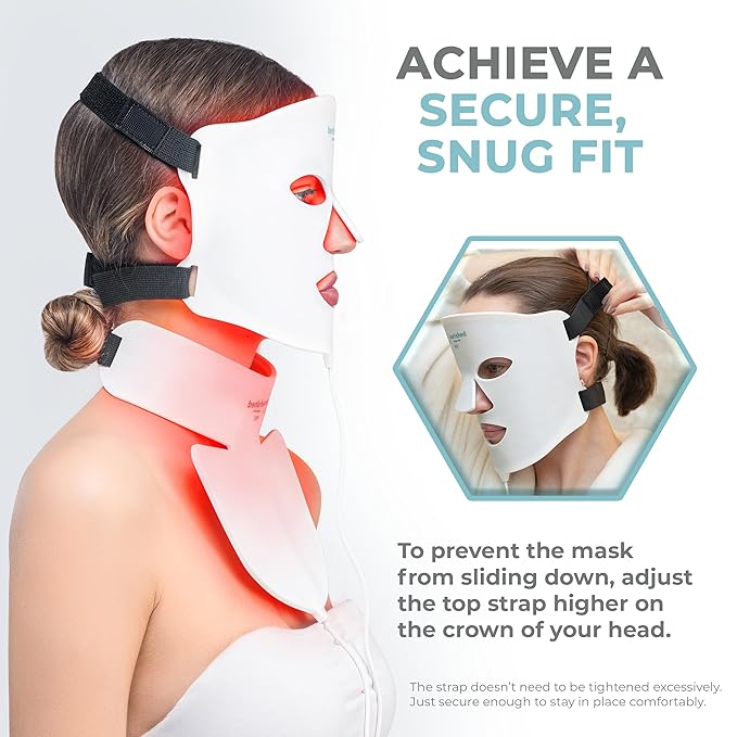 7 Colors LED Face and Neck Mask with Near-Infrared - Blue, Red Light Therapy for Face - 912 LEDs - Skincare Tool for Anti-Aging