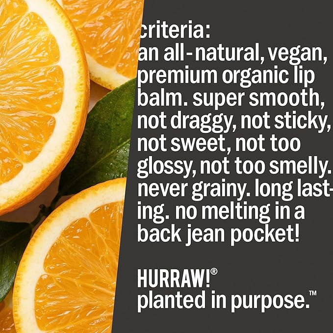 Hurraw! Sun Lip Balm (Zinc Oxide Protection, Broad Spectrum SPF 15, Tangerine, Chamomile): Organic, Certified Vegan, Gluten Free. Non-GMO, 100% Natural. Bee, Shea, Soy and Palm Free. Made in USA