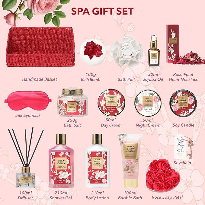 25Pcs Mothers Day Gifts for Women - Luxury Bath and Body Spa Gift Basket for Women | Relaxing Care Kit Christmas Mothers Day Gifts for Mom Gift Baskets for Valentines Day Anniversary