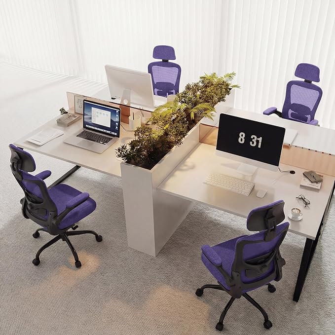 Ergonomic Office Chair, High Back Mesh Desk Chair with Adjustable Lumbar Support & Headrest, Flip-up Armrest, Computer Task Chairs for Home and Executive Office(B-Purple)