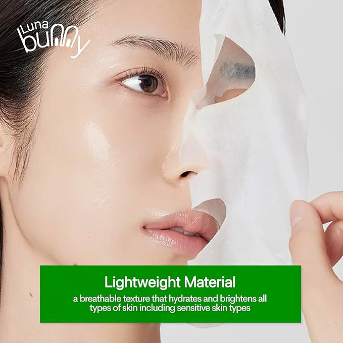 Innerest Luna Bunny 24PK Facial Sheet Mask, Brightening, Nourishing & Hydrating Korean Skincare for Self Care, Home Spa with Aloe, Coconut, Vitamin & Hyaluronic (Aloe Vera)