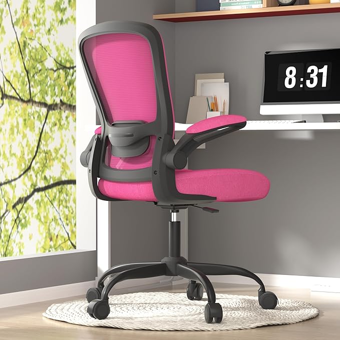 Mimoglad Home Office Desk Chair (Modern, Rose-Carmine)