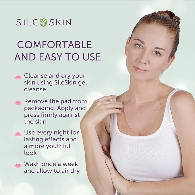 Silc Skin Decollette Pad Medical Grade Chest Wrinkle Patches For Sleep Lines And Sun Damage, Reusable Silicone Chest Pad, Holiday Beauty Gift For Women, 30 Day Supply