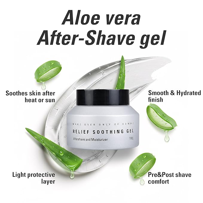 Mdoc Men’s Relief Soothing Gel – Aloe Vera After Shave Gel, Soothes & Hydrates Irritated Skin, Protects Post-Shave, All Skin Types, 100g