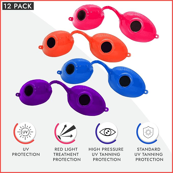 Super Sunnies UV Eye Protection FDA Compliant Eyeshields, Tanning Bed Goggles, Red Light Therapy Glasses w/Strap