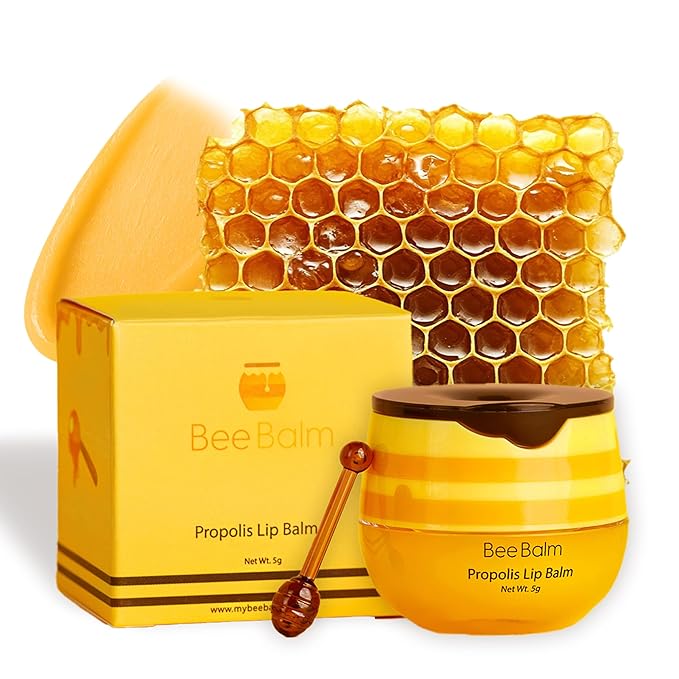 Original My Bee Balm Lip Balm – Propolis Hydrating Balm – Honey Pot for Dry, Chapped & Cracked Lips – Deeply Moisturizes & Hydrates Lips with Organic Beeswax & Vitamin E