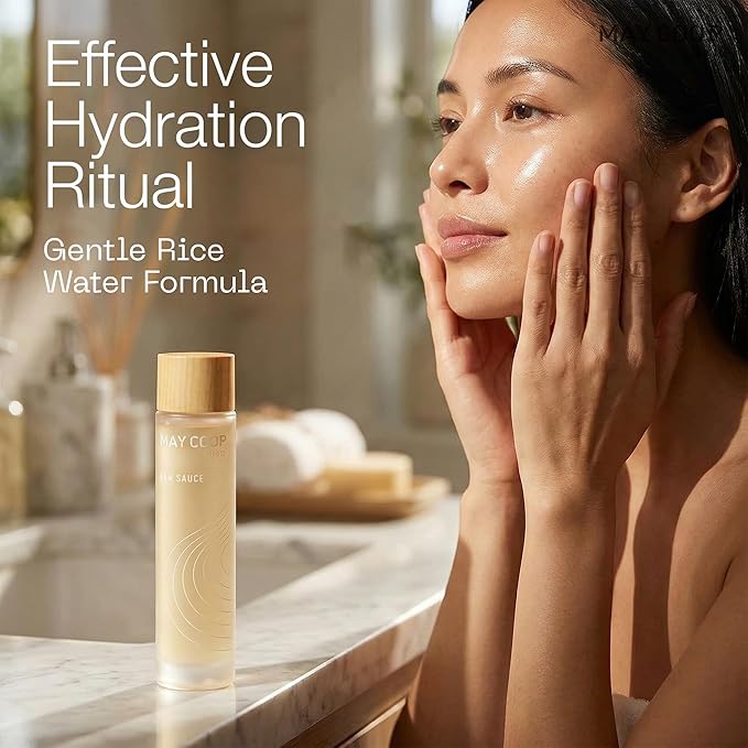 May Coop Raw Sauce Moisture Essence Toner | Korean Hydrating Face Toner for Dry & Sensitive Skin | Rice Water, Centella Asiatica & Birch Bark | Fast-Absorbing Skincare Formula, 1.35 fl. oz.