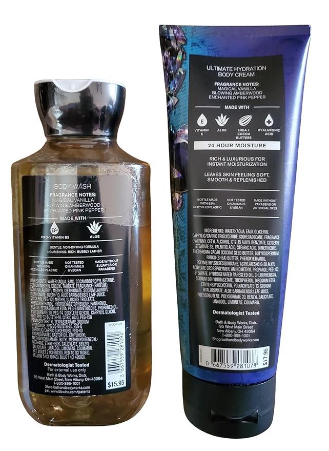 Bath & Body Works Wicked Vanilla Woods Ultimate Hydration Body Cream and Body Gel Wash 2 Piece Set
