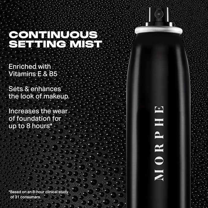 Morphe Mini Continuous Setting Mist - Micro-Fine, Travel Size Makeup Setting Spray with a Natural Radiant Finish - Helps Makeup Resist Caking or Fading & Increases Wear of Foundation (1.3 oz)