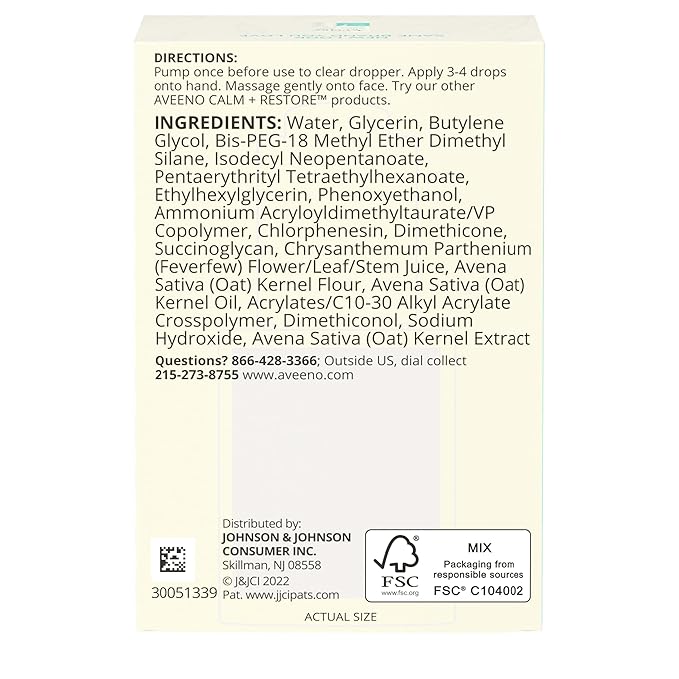 Aveeno Skin-Care Bundle for Sensitive Skin, Calm + Restore Triple Oat Hydrating Facial Serum, 1 fl. oz, & Travel Size Daily Moisturizing Cream + Prebiotic Oat, 0.5 oz, Fragrance Free, Two Items