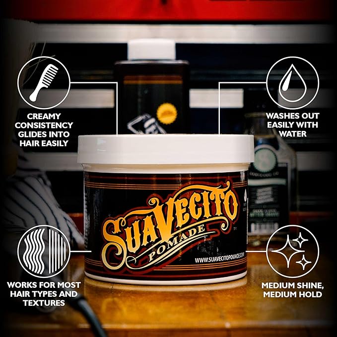 Suavecito Original Hold Pomade 32 oz, 1 Pack - Medium Hold Hair Pomade For Men - Medium Shine Water Based Wax Like Flake Free Hair Gel - Easy To Wash Out - All Day Hold For All Hairstyles