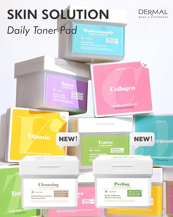 DERMAL Apple Peeling Toner Pad, 80 Pads + Hyaluronic Hydrogel Melting Jelly Gel Mask 4 ea Bundle