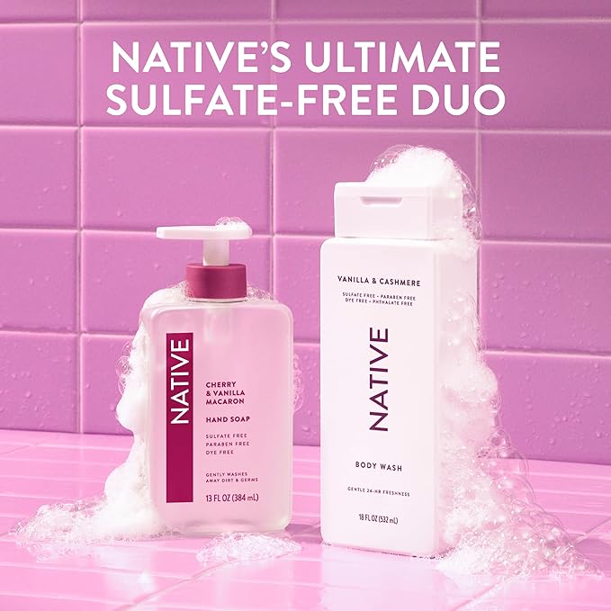 Native Body Wash Contains Naturally Derived Ingredients | For Women & Men, Sulfate, Paraben, & Dye Free Leaving Skin Soft and Hydrated |Vanilla & Cashmere 18 oz