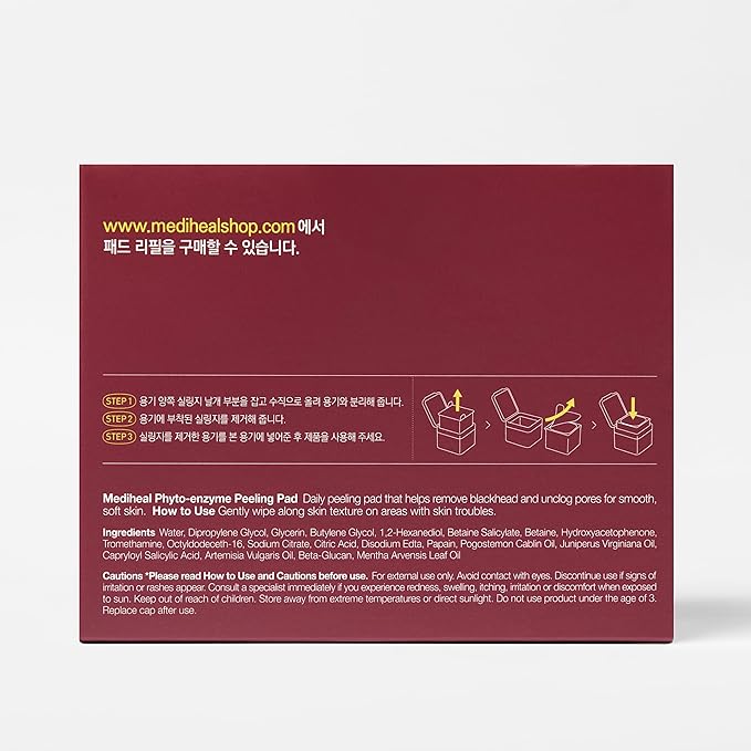 (Only Refill) Mediheal Phyto Enzyme Peeling Pad (90 Pads) - Pore Tightening Pads to Control Sebum - Vegan Gauze Pad