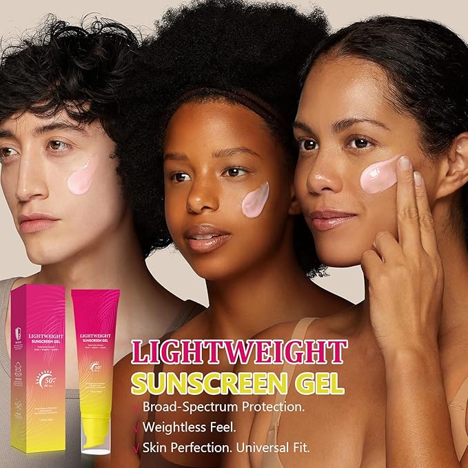Pink Sunscreen Gel SPF 50+ PA+++ – Lightweight, Pink-Toned Sun Protection for Glowing Skin – Broad-Spectrum, Hydrating, Non-Greasy Formula – 1.7 fl.oz (1PC)