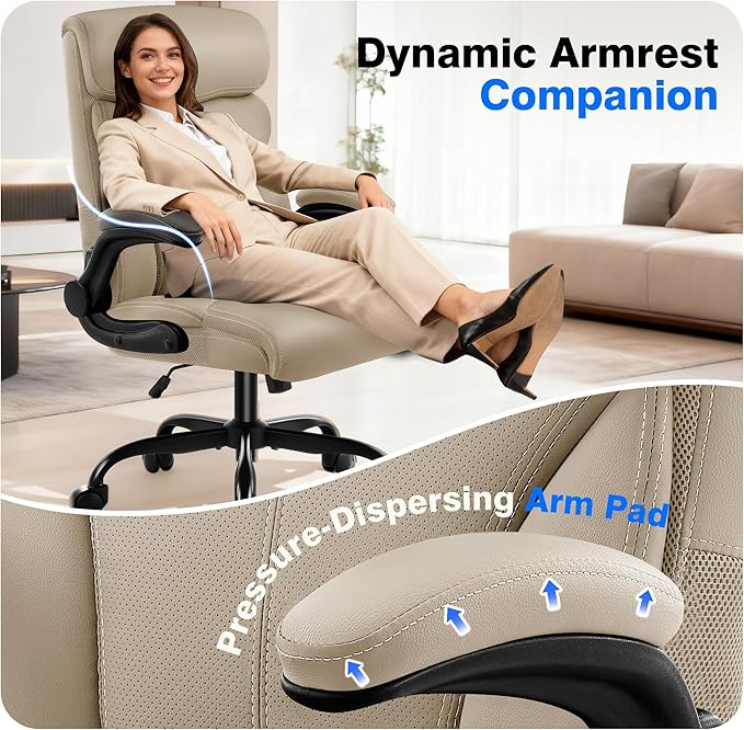 AreShark Office Chair - Executive High Back Breathable Comfy Desk Chair with Lumbar Support - Ergonomic Leather Rolling Swivel Computer Chair with Rock Function for Working Studying Gaming Relaxing