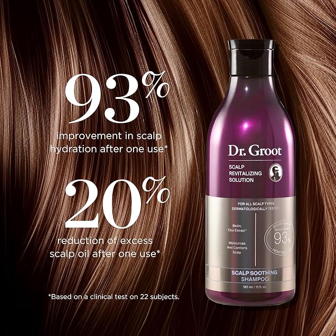 Dr. Groot Scalp Soothing Shampoo with Biotin, Centella, and Prebiotics - Moisturizing Kbeauty Solution for Dry Scalp, Korean Hair Care, Scalp Revitalizing Shampoo