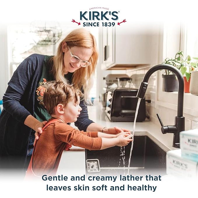 Castile Bar Soap by Kirkâ€™s | Clean Soap for Men, Women & Children | Premium Coconut Oil | Sensitive Skin Formula, Vegan | Fragrance-Free/Unscented | 4 oz. Bars - 4 Pack