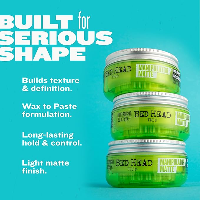 TIGI Bed Head Hair Wax, Manipulator Matte 2-Pack – Strong Hold Wax to Paste, Hair Styling Products for Women and Men, Tropical Fruit Fragrance, 2.01 Oz Ea