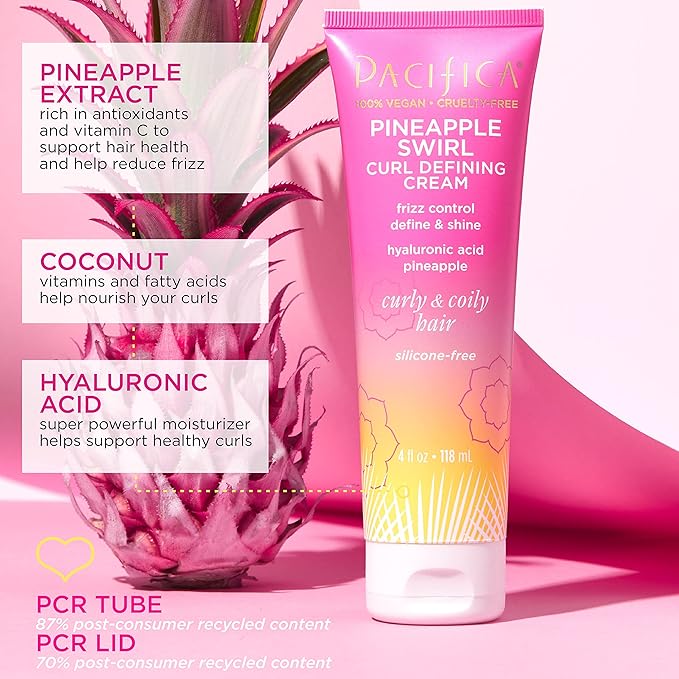 Pacifica, Pineapple Swirl Curl Defining Cream Mini, 1.4 Fl Oz