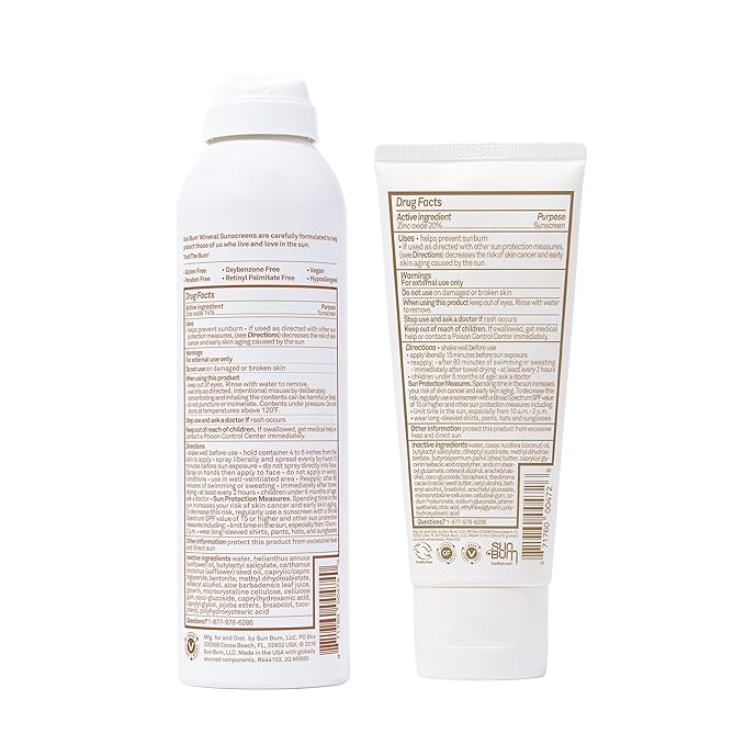 Sun Bum Sun Bum Mineral Spf 30 Sunscreen Spray and Spf 50 Lotion Vegan and Reef Friendly (octinoxate & Oxybenzone Free) Broad Spectrum Zinc Sunscreen With Uva/uvb, 2 Count