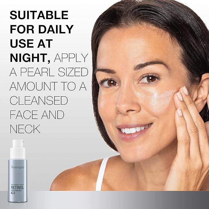 Neutrogena Rapid Wrinkle Repair Retinol Face Moisturizer Night Cream, Anti-Aging Face Cream with Retinol & Hyaluronic Acid, 1 fl. oz + Trial Size Hydro Boost Facial Cleanser, 0.5 fl. oz