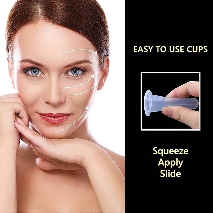 Anti-Aging Facial Cupping Set for Face and Neck with Japanese Konjac Sponge for Enhanced Skin Care