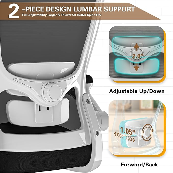 Ergonomic Office Chair - High Back Desk Chair with Adjustable Lumbar Support, Breathable Mesh Back, 330LBS Capacity, Easy Assembly, for Home Office Executive Computer Task