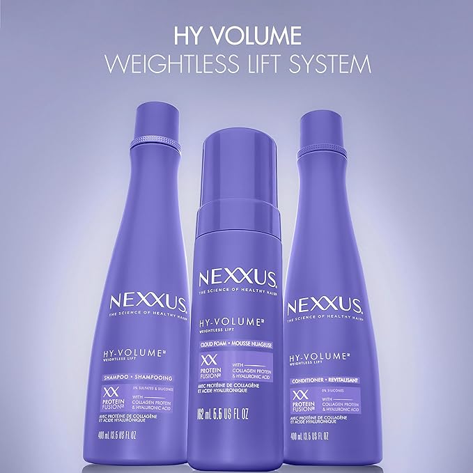 Nexxus Hy-Volume Cloud Foam Hair Foam for Lift and Volume For Flat & Limp Hair Hair Styling Foam Powered by Magnitube Volumizer Technology with Hyaluronic Acid 5.5 fl oz