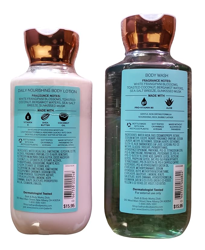 Bath & Body Works At The Beach Body Lotion and Body Gel Wash 2 Piece Set