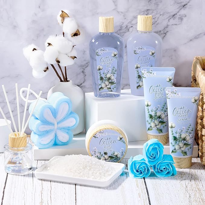Green Canyon Spa Gifts for Women 10 Pcs Cotton Spa Gift Baskets for Women Luxurious Birthday Gift for Mom Her Friend Sister Wife Mothers Day Gifts for Her Bath and Body Gift Sets Presents for Her