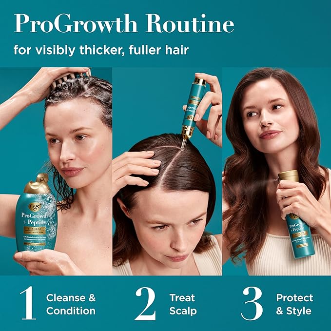 OGX ProGrowth + Peptide Conditioner, Thickening Conditioner Moisturizes, Reinforces and Strengthens Hair to Reduce Hair Fall Due to Breakage*, 13 fl. oz