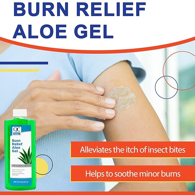 Sunburn Relief Gel with Aloe, 8 oz Bottles, Pack of 2, Pain Relieving Jelly, Soothing After Sun Care for Sunburn, Minor Burns, Irritated or Dry Skin, Fast-Absorbing Cooling