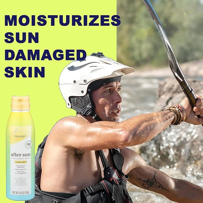 Daylogic After Sun Spray, 3 Pack, Continuous Spray with Aloe and Cooling Menthol, Sunbrurn Relief and Tan Extender, Moisturizes Sun Damaged Skin, Non Greasy, Paraben and Phthalates Free, 5.5 oz. Each